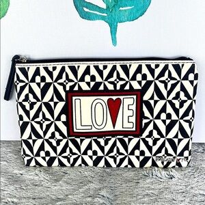 NWOT Brighton Black and White LOVE Clutch/ Cosmetic Bag
